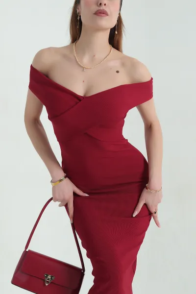 bordo-kayik-yaka-ottoman-kadin-elbise-357047