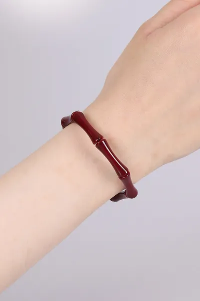 Bordo Kemik Görünümlü Lastikli Unisex Bileklik 460525