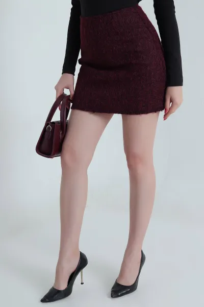 Bordo Kırçıllı Kaşe Kadın Etek 484899