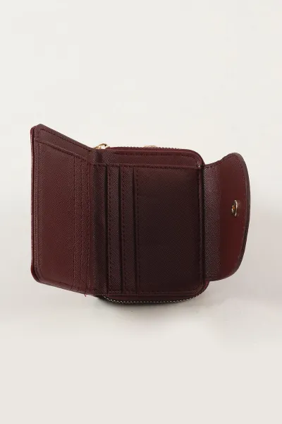 Bordo Kırışık Rugan Mıknatıs Kapaklı Kadın Cüzdan 451790