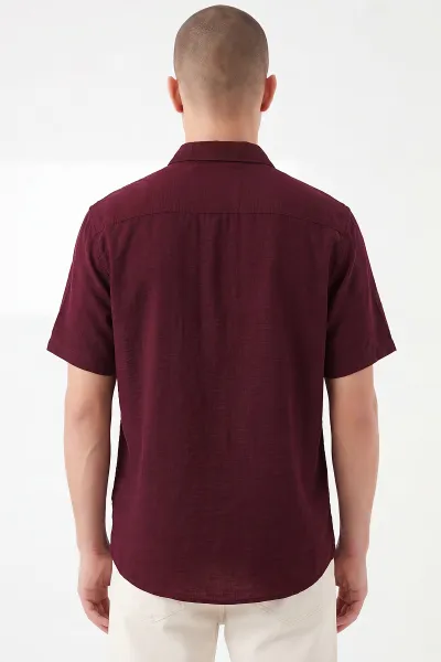 Bordo Kısa Kollu Erkek Gömlek 466299