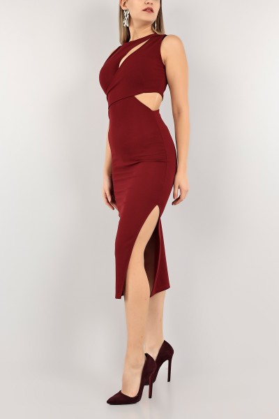 Bordo Kolsuz Krep Abiye 109795