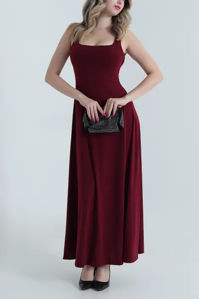 Bordo Likralı Askılı Buzzy Kadın Elbise 476163
