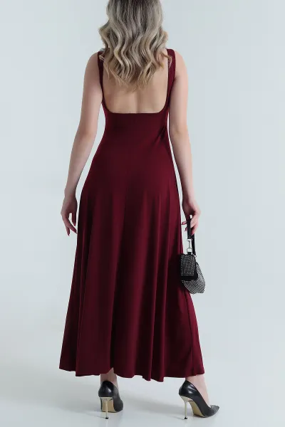 Bordo Likralı Askılı Buzzy Kadın Elbise 476163