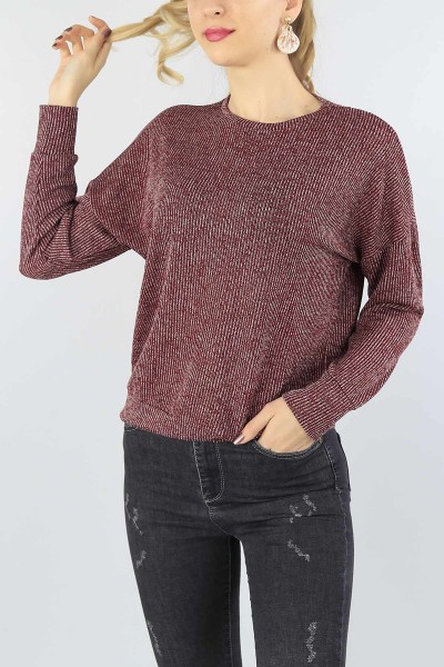 Bordo Likralı Bayan Triko Kazak 53764