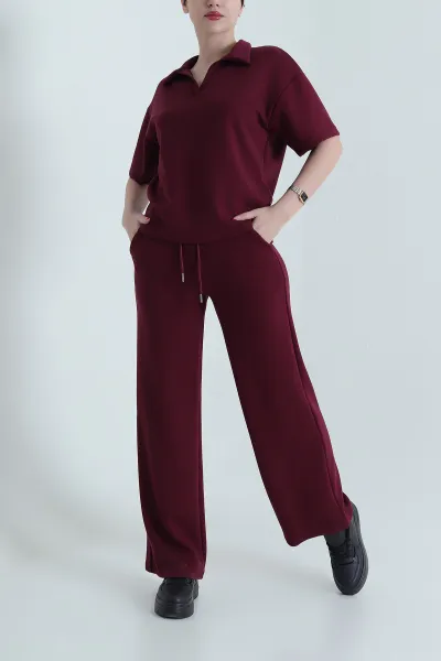 Bordo Likralı Bel Lastikli Oysho Kadın İkili Takım 439771