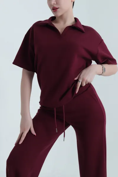 Bordo Likralı Bel Lastikli Oysho Kadın İkili Takım 439771