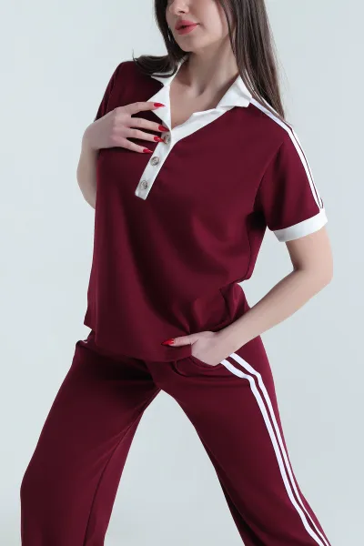 Bordo Likralı Bel Lastikli Oysho Kadın İkili Takım 442424