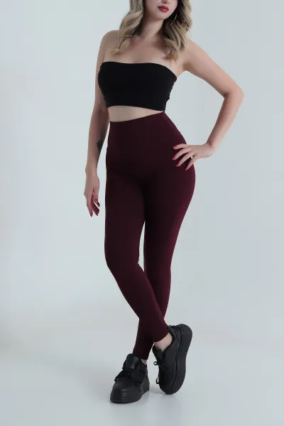 Bordo Likralı Belize Kadın Tayt 486216
