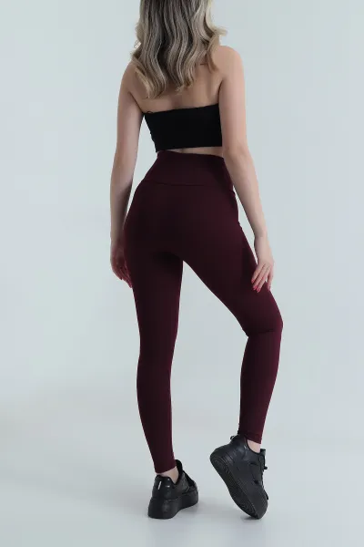 Bordo Likralı Belize Kadın Tayt 486216