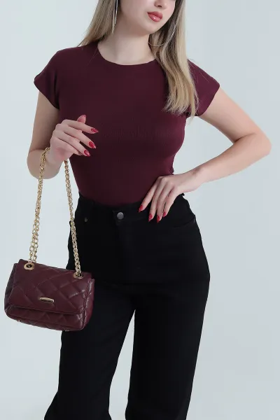 Bordo Likralı Buzzy Kadın Bady Bluz 468330