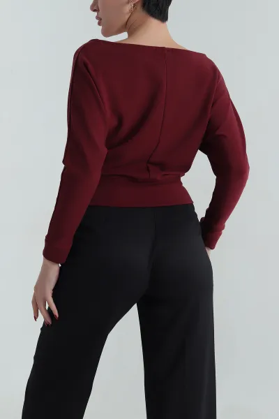 Bordo Likralı Modal Kadın Badi 413955