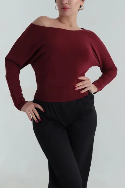 Bordo Likralı Modal Kadın Badi 413955