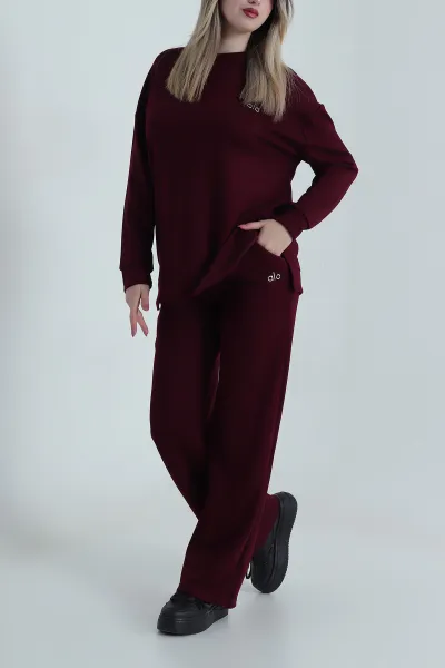 Bordo Likralı Modal Kadın İkili Takım 486347