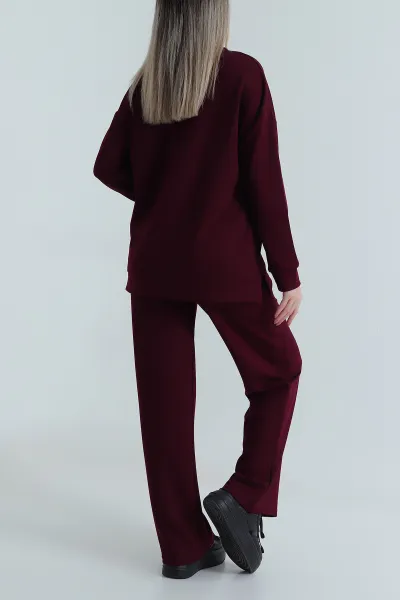 Bordo Likralı Modal Kadın İkili Takım 486347