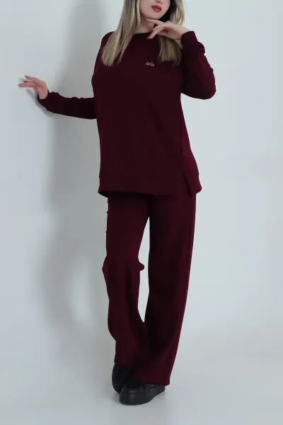 Bordo Likralı Modal Kadın İkili Takım 486347