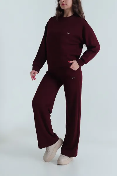 Bordo Likralı Modal Kadın İkili Takım 492752