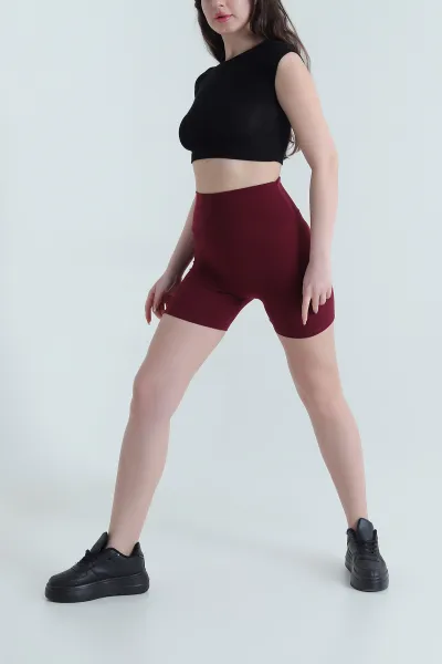 Bordo Likralı Modal Kadın Tayt Şort 452258