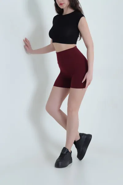Bordo Likralı Modal Kadın Tayt Şort 452258