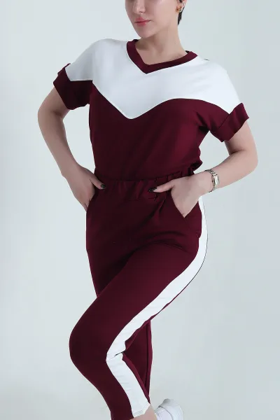 Bordo Likralı Modal Kumaş Kadın İkili Takım 452932