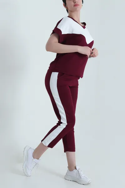 Bordo Likralı Modal Kumaş Kadın İkili Takım 452932