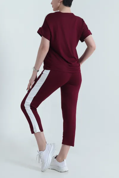 Bordo Likralı Modal Kumaş Kadın İkili Takım 452932