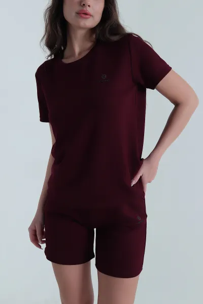 Bordo Likralı Oysho Kadın İkili Takım 459209