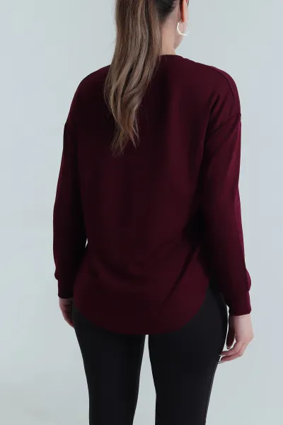 Bordo Likralı Oysho Kadın Sweat 486380