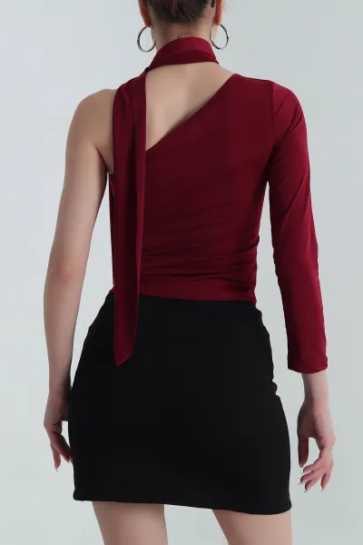 Bordo Likralı Sandy Kadın Bluz 390515