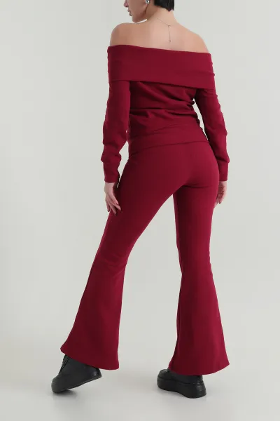 Bordo Madonna Yaka Selanik Kadın İkili Takım 418660