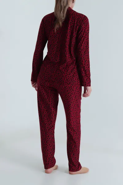 Bordo Milan Soft Düğmeli Kadın Pijama Takımı 488925
