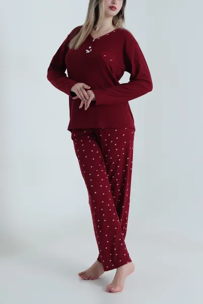 Bordo Milan Soft Fiyonklu Kadın Pijama Takımı 488922