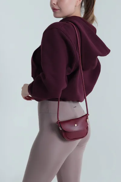 Bordo Mini Boy Mıknatıs Kapaklı Kadın Omuz Çantası 485669