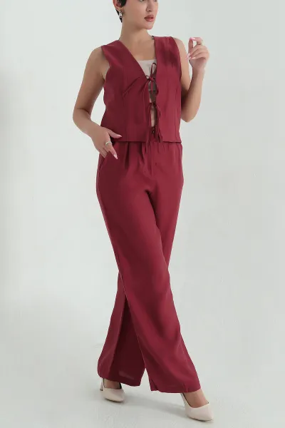 bordo-modal-baglamali-yelek-pantolon-kadin-ikili-takim-372957