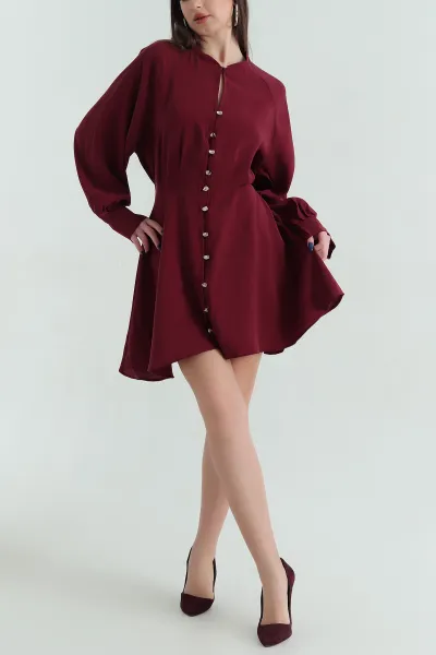 bordo-modal-boydan-dugmeli-elbise-336922