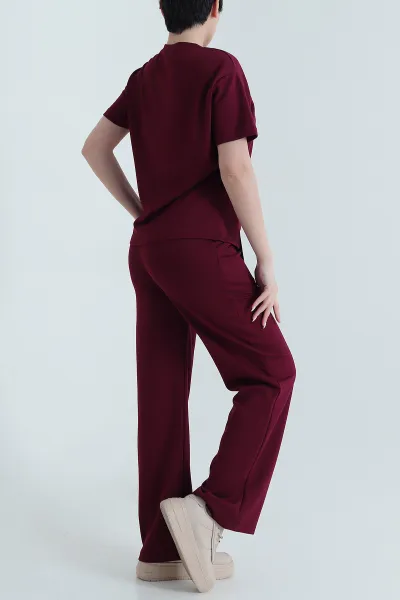 Bordo Modal Halka Tasarım Kadın İkili Takım 446590