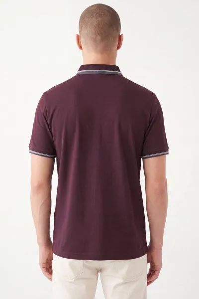 Bordo Modal Kumaş Cep Detaylı Erkek Tişört 467610
