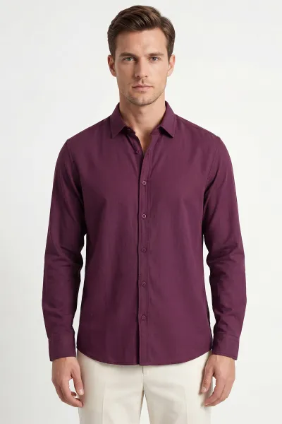 Bordo Modal Kumaş Erkek Gömlek 435806