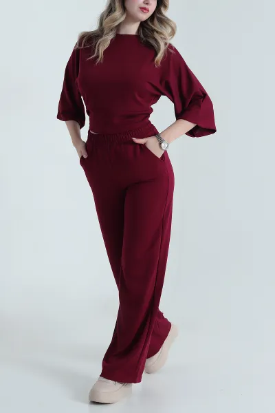 Bordo Modal Kumaş Kadın İkili Takım 478251