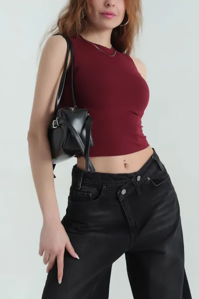 Bordo Modal Likralı Kadın Atlet 357836