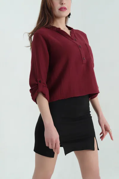 bordo-muslin-hakim-yaka-bayan-gomlek-336824