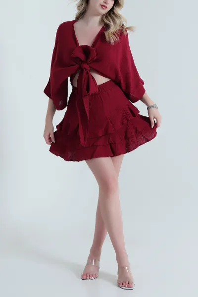 bordo-muslin-keten-kadin-ikili-takim-460444