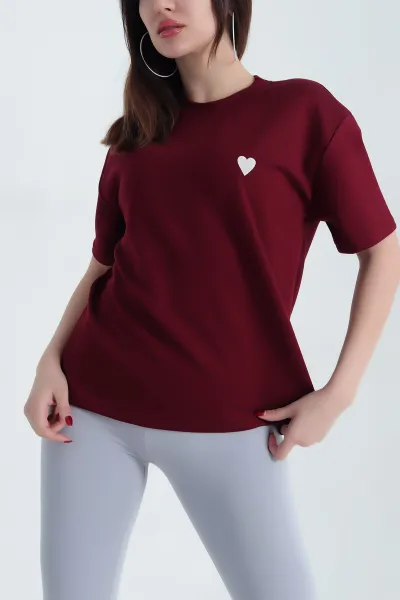 Bordo Nakış Detay Modal Kumaş Bluz 340730