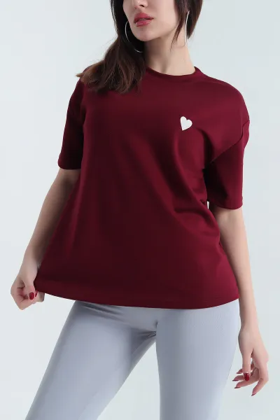 Bordo Nakış Detay Modal Kumaş Bluz 340730