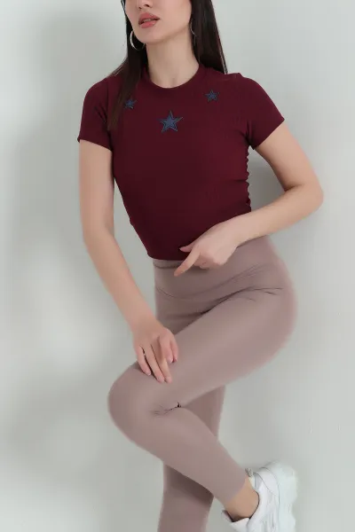 Bordo Nakış Detay Ottoman Bluz 353432
