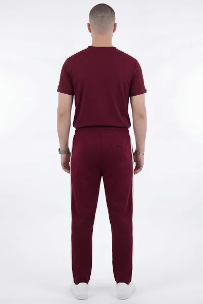 Bordo Nakışlı Bisiklet Yaka Erkek İkili Takım 471756