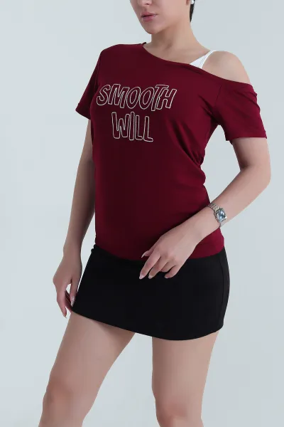 Bordo Nakışlı İki İp Kadın Bluz 464547
