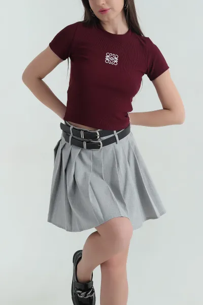 Bordo Nakışlı Ottoman Kadın Bluz 349881
