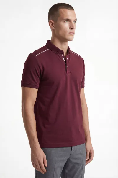 Bordo Osyho Kumaş Polo Yaka Erkek Tişört 433116