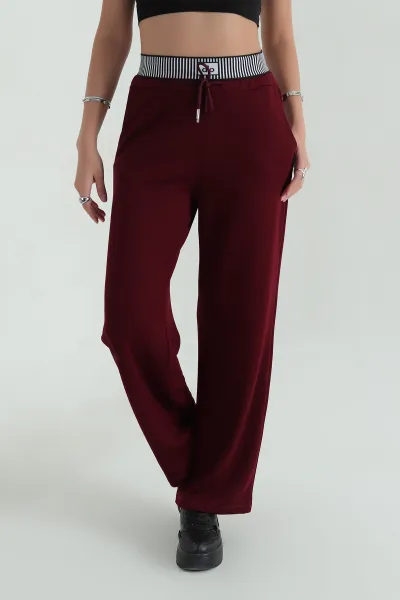 Bordo Oyho Likralı Cepli Kadın Pantolon 373298